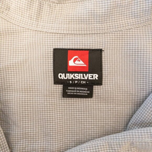 Quiksilver Gray Short Sleeve Button-Up Shirt Small Rayon Blend Casual Surf - Picture 3 of 4